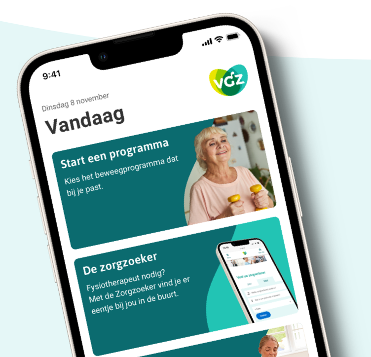 Afbeelding van startscherm van de app
